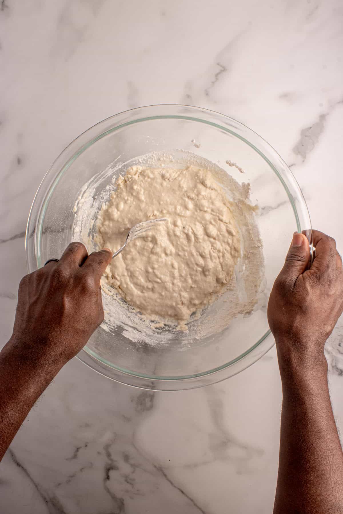 Mixing the poolish