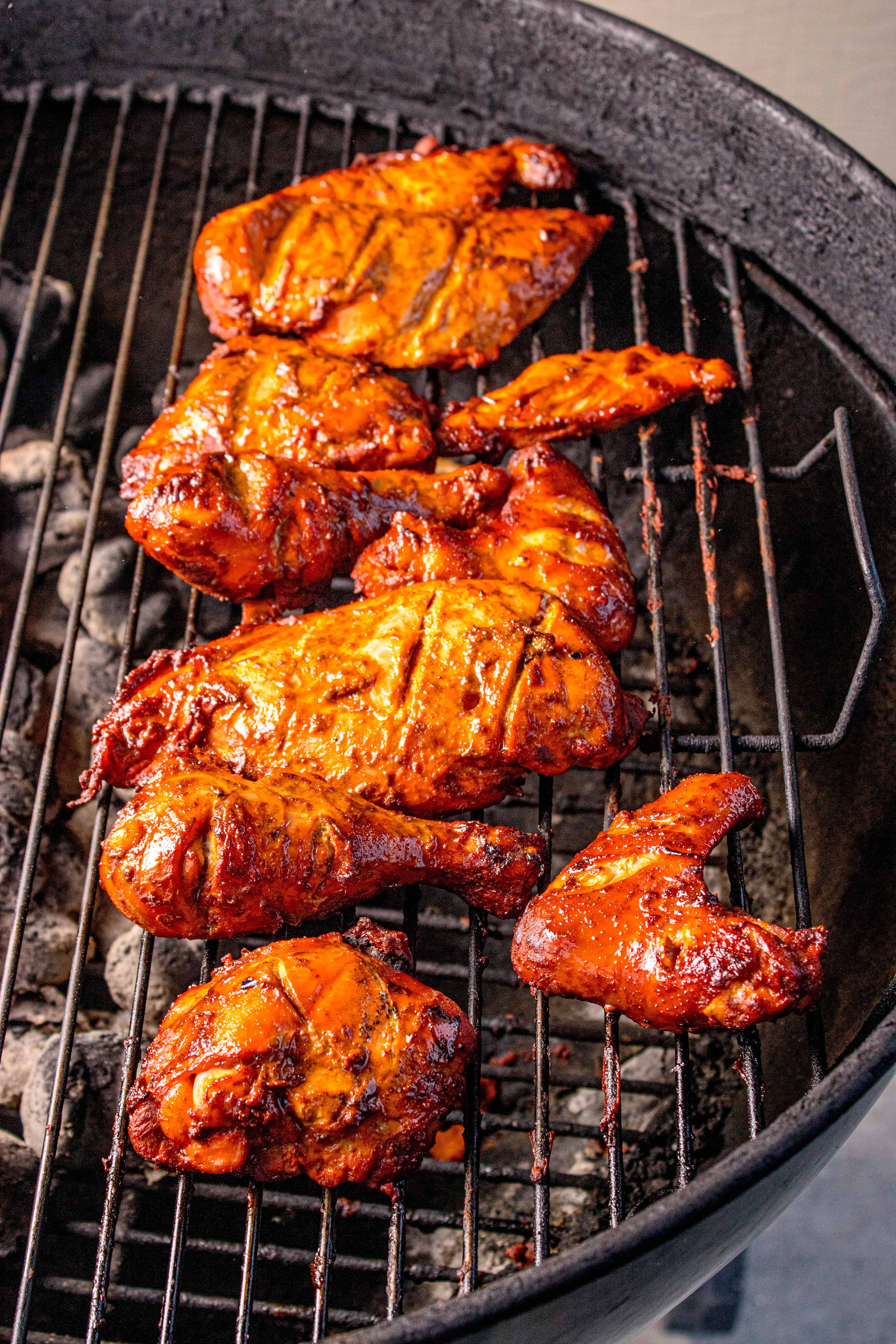 Cooked chicken on a grill