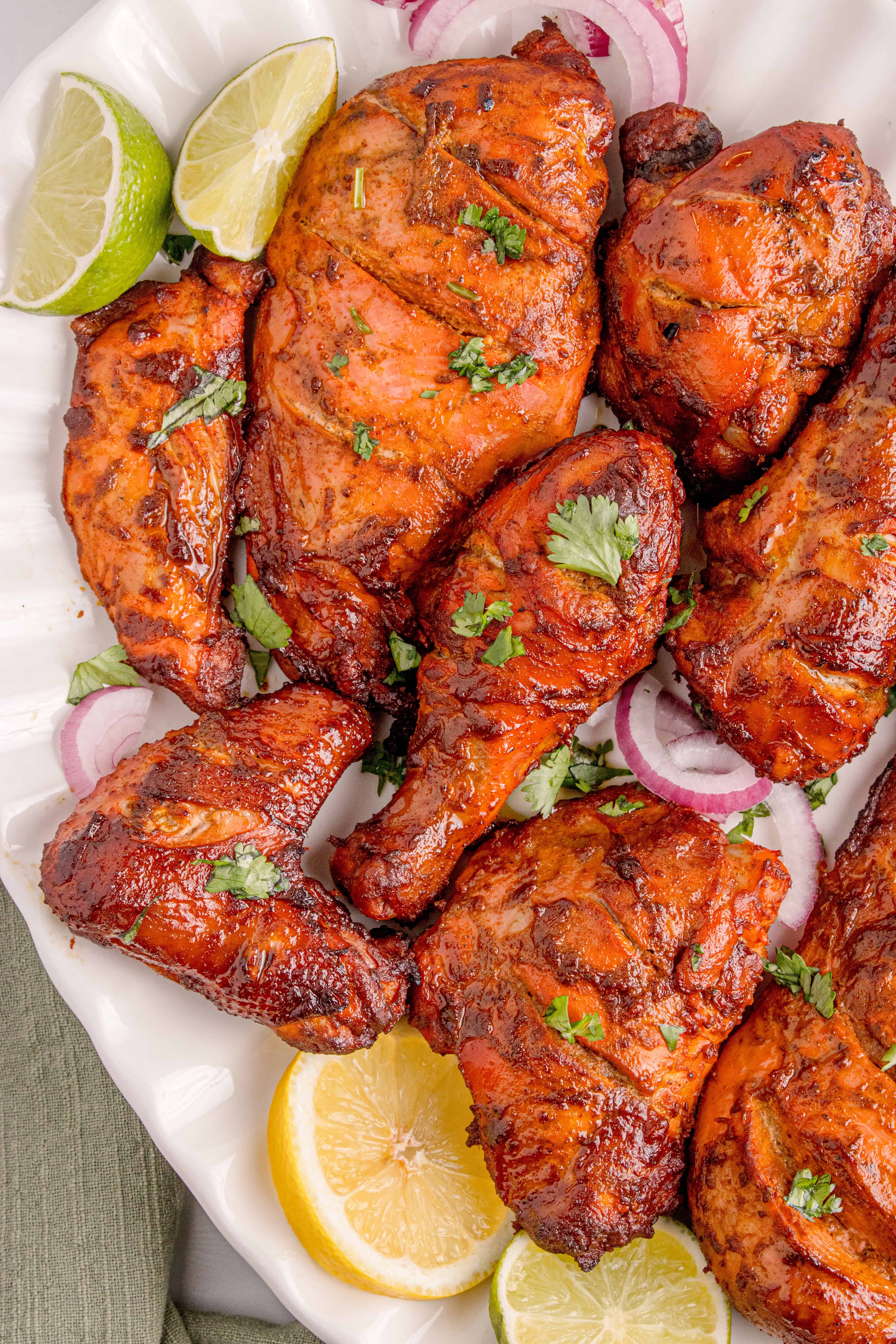 Grilled tandoori chicken pieces. 