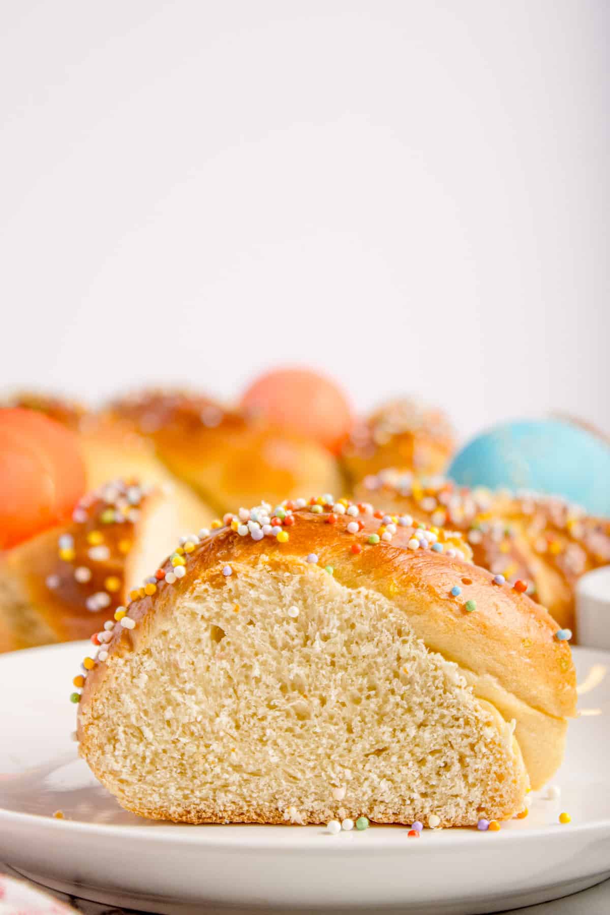 Cross section of the Easter bread. 
