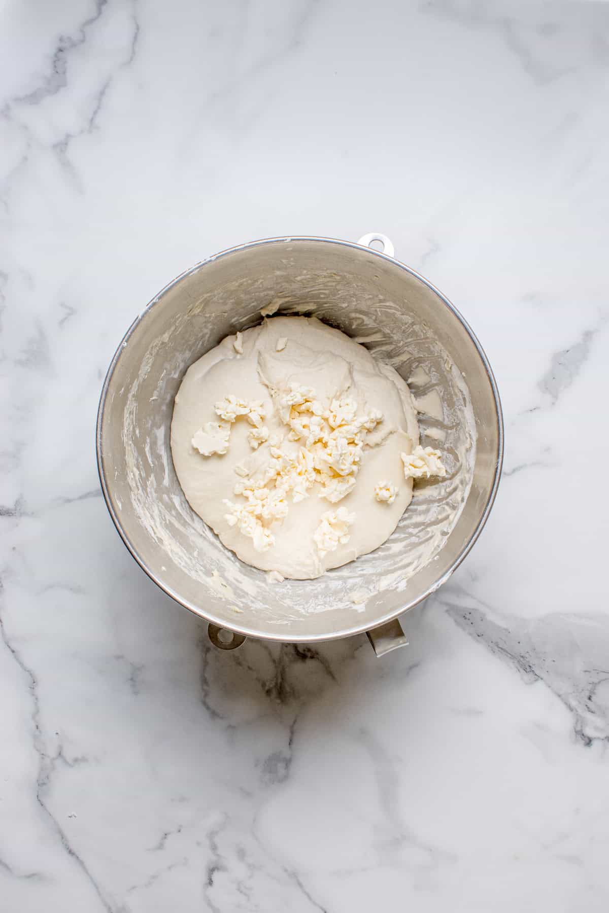 Butter added to the dough