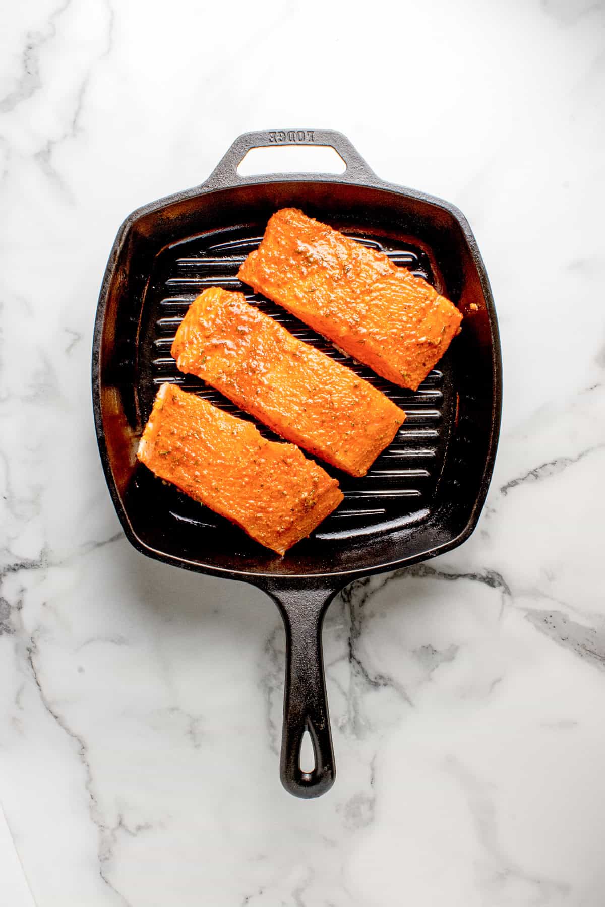Salmon on grill pan