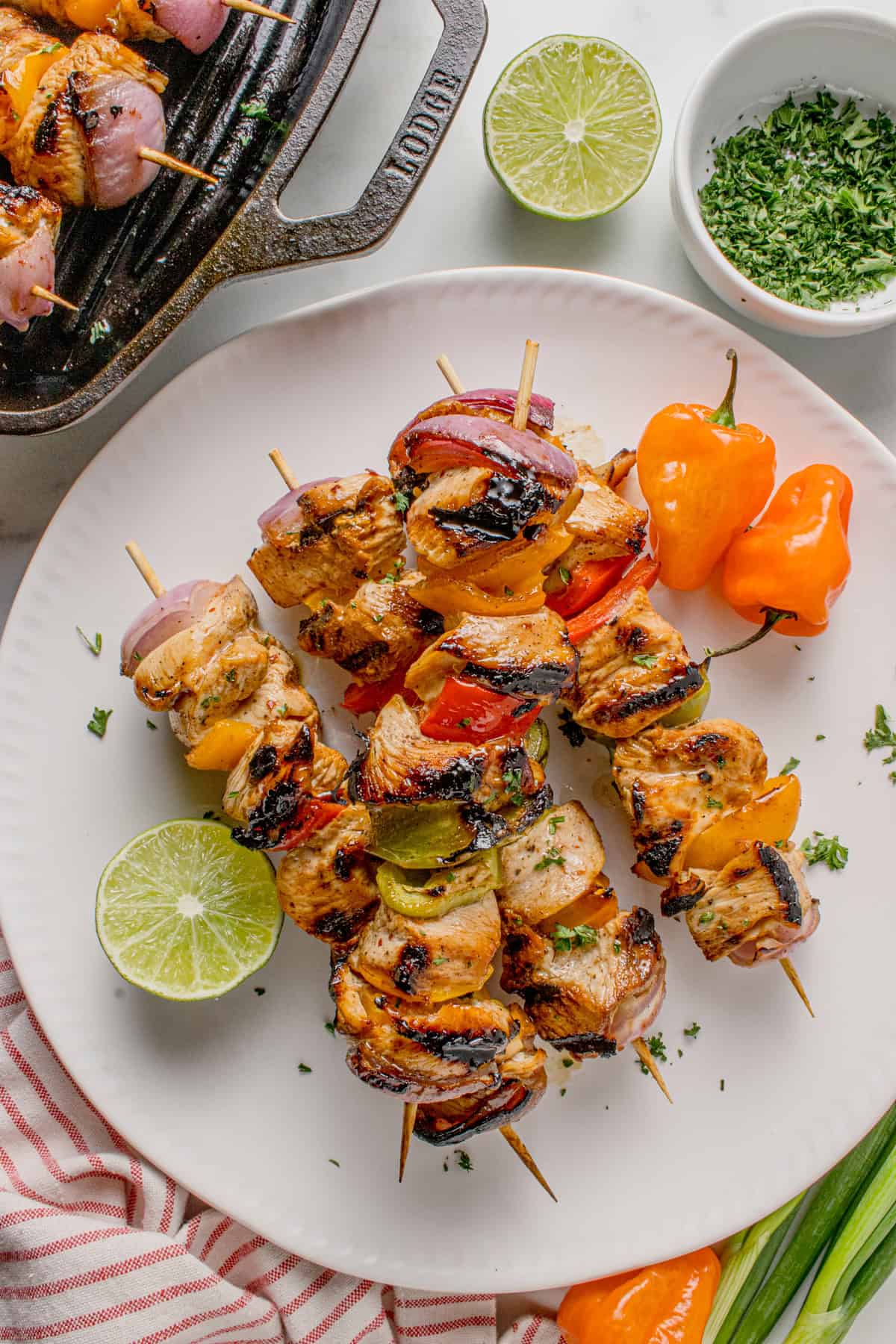 Plated Jamaican Jerk Chicken Skewers