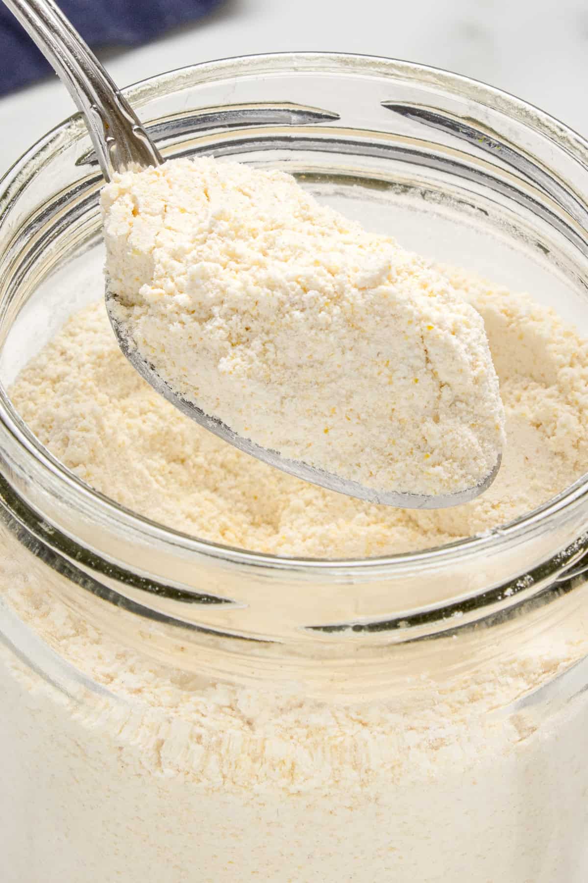 Spoon full of cornbread mix.