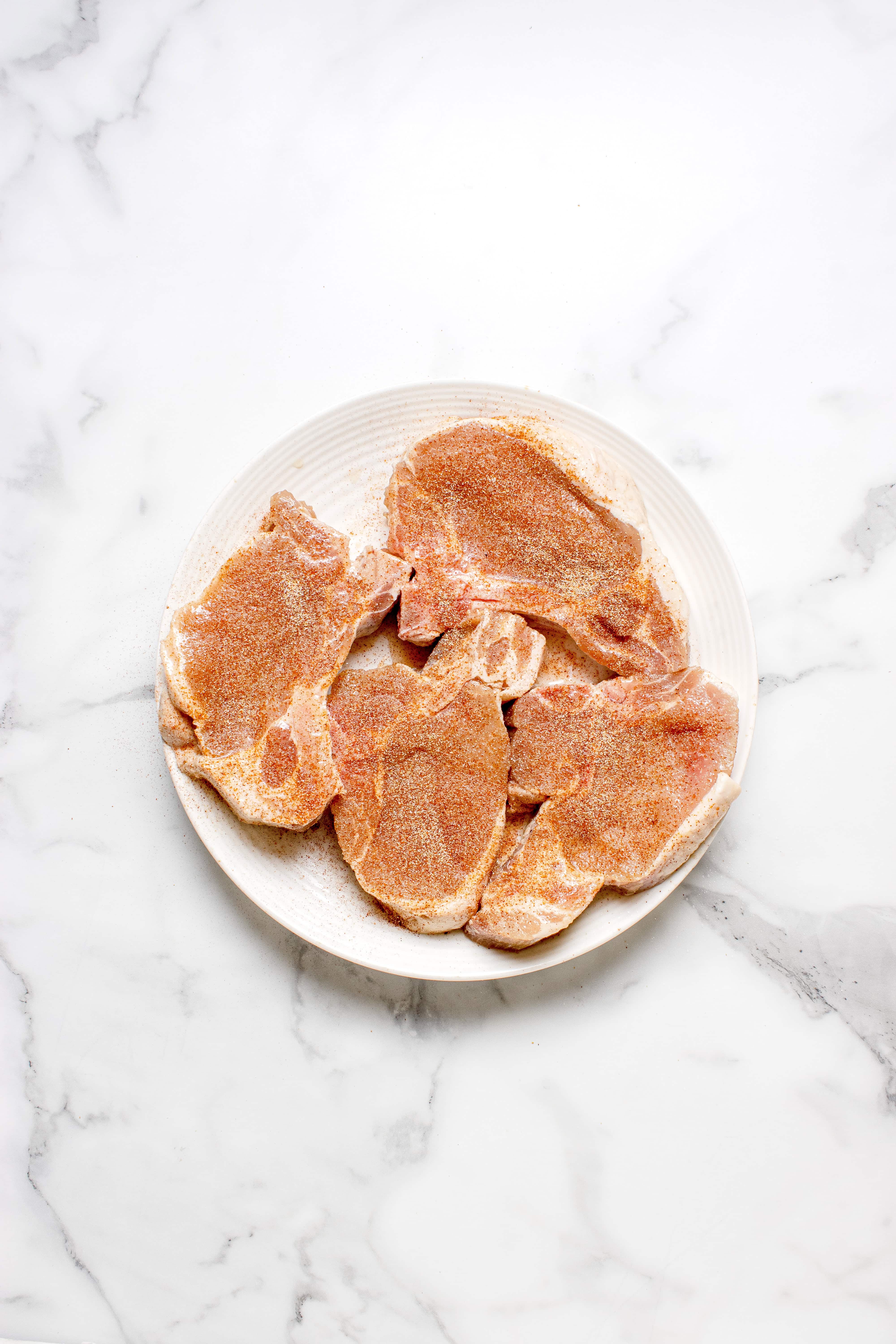 Seasoned pork chops. 