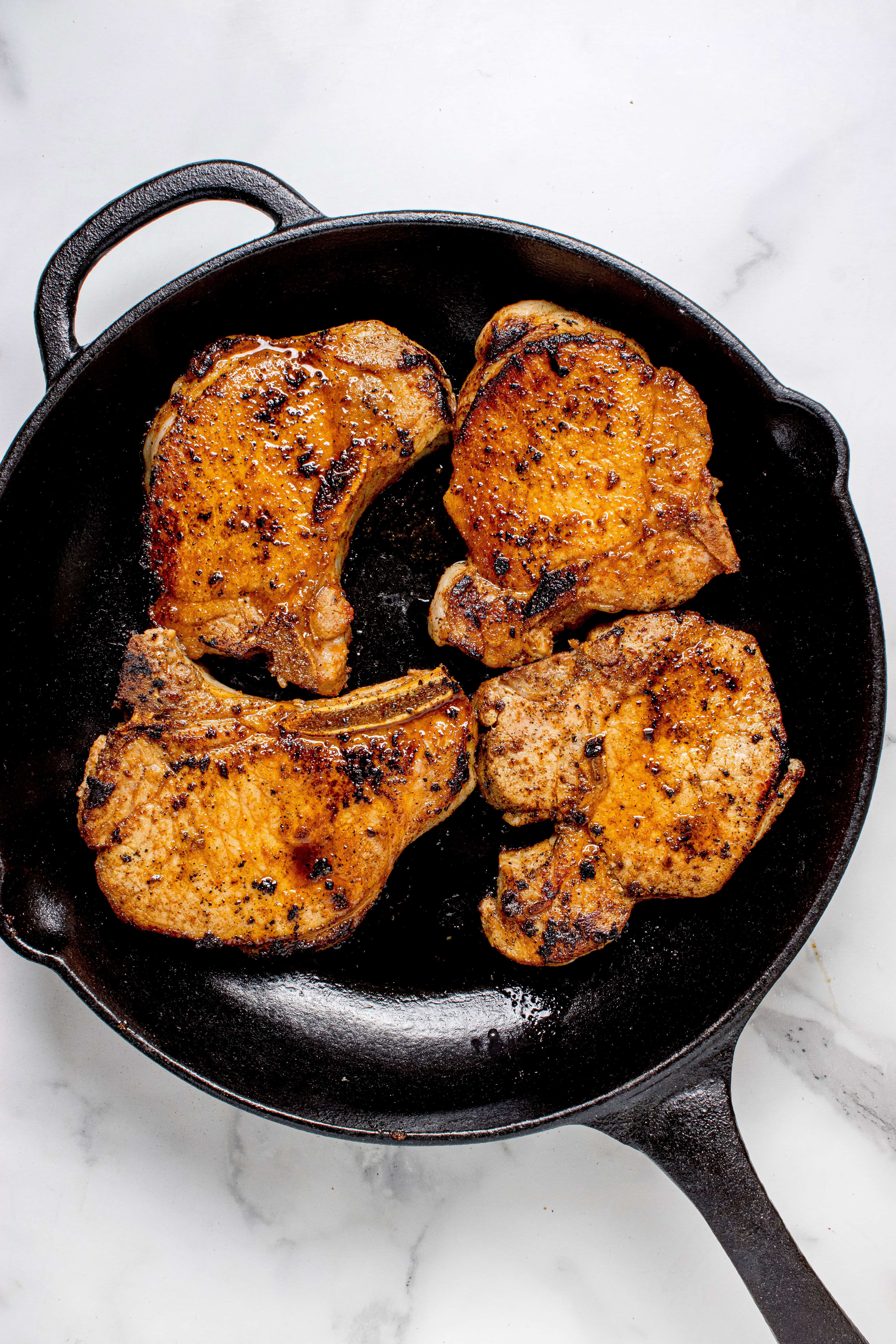Seared pork chops