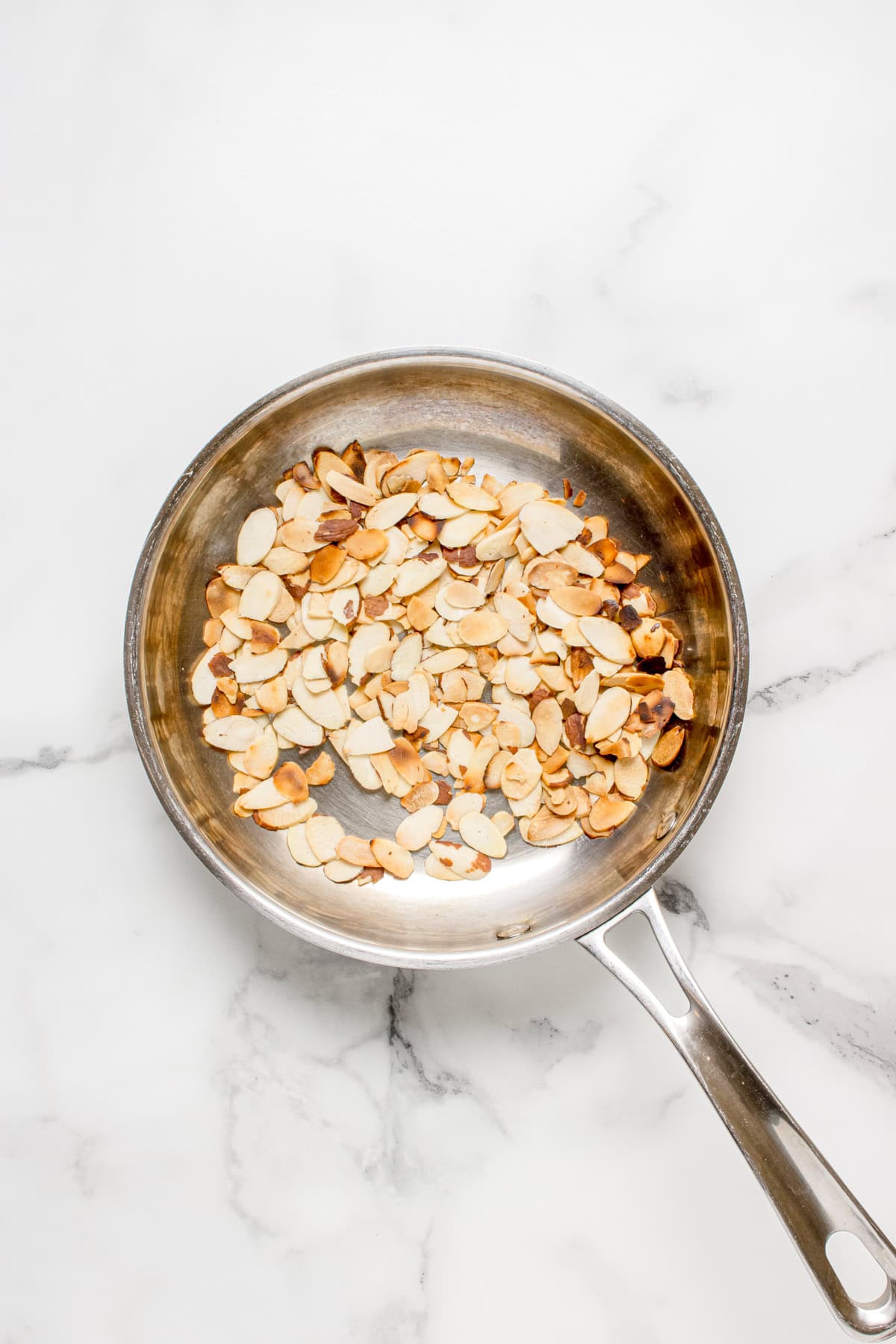Toasting the almonds