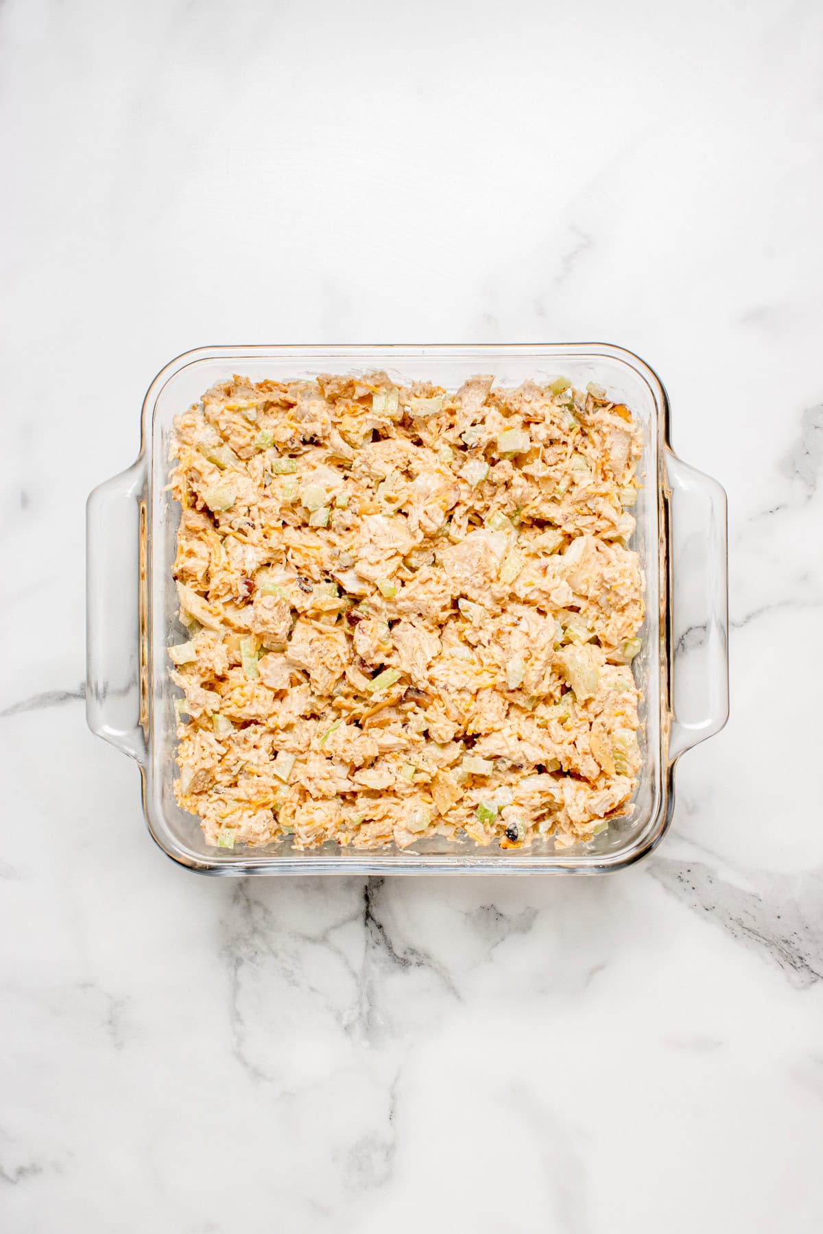 Filling in a baking dish